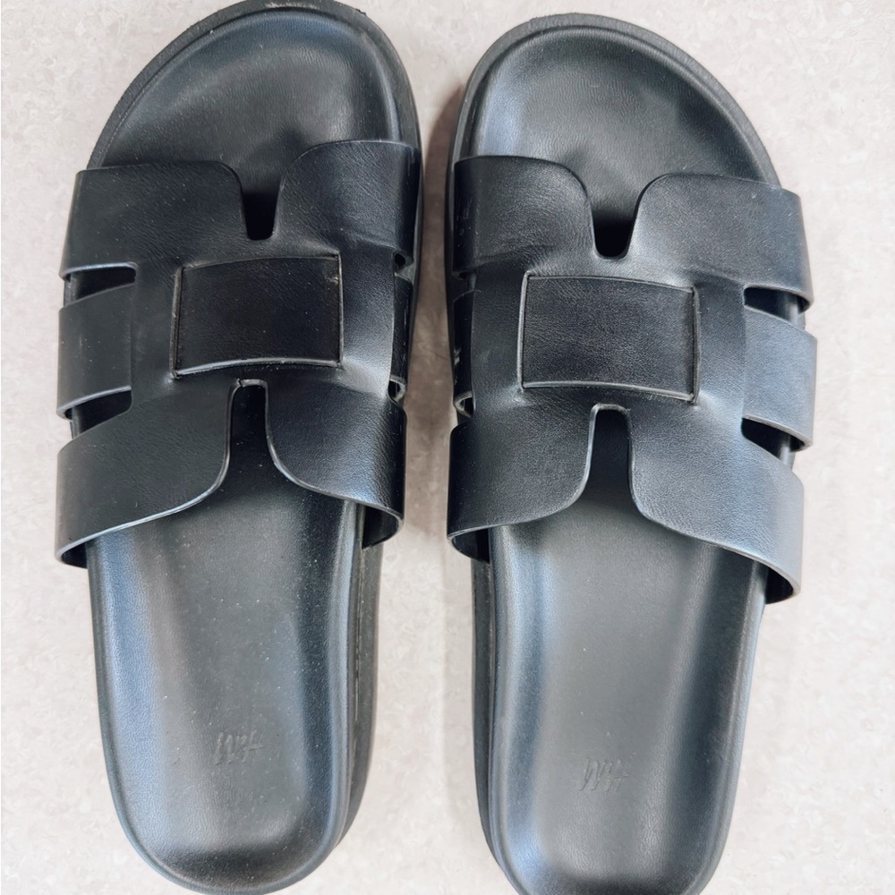 H&M Black Strappy Slide Sandals